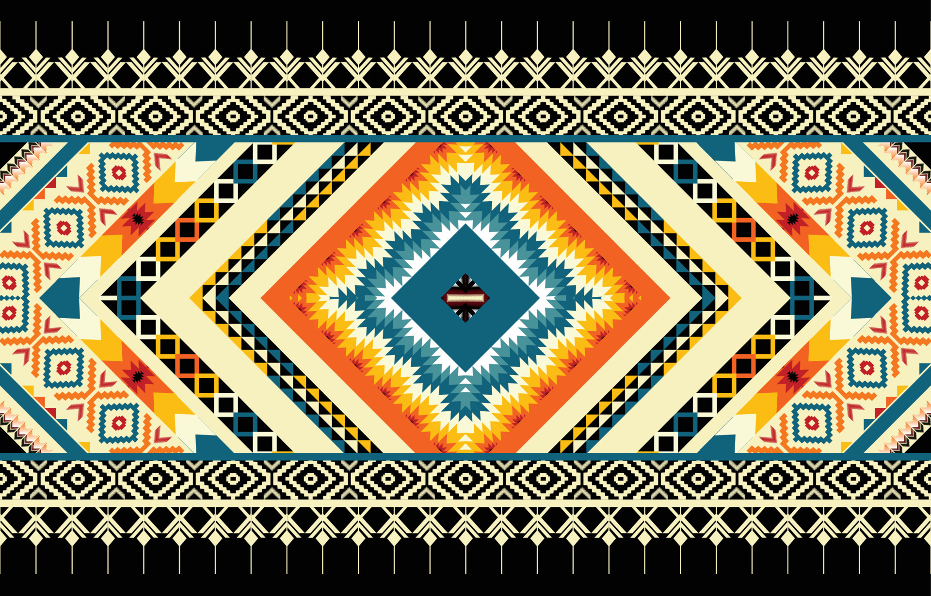 Colorful geometric ethnic pattern. Oriental, western, aztec, tribal ...