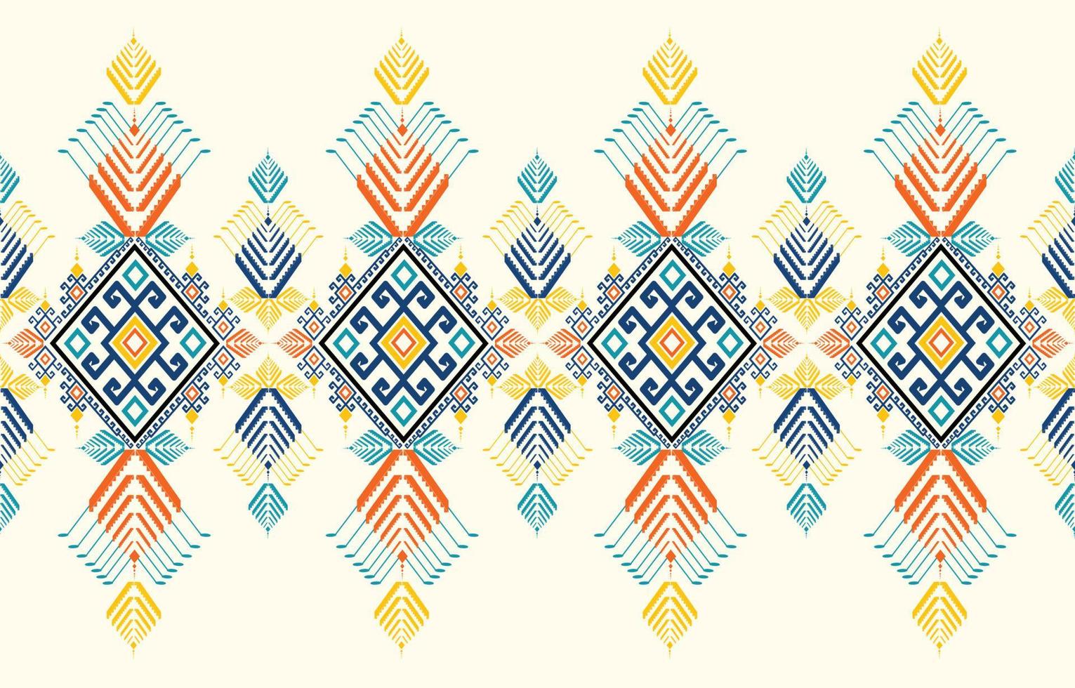 Gemetric ethnic oriental pattern. Traditional sealess pattern cool color tone. Design for background,carpet,wallpaper,clothing,wrapping,batic,fabric,print,tile,vector illustraion.embroidery style. vector