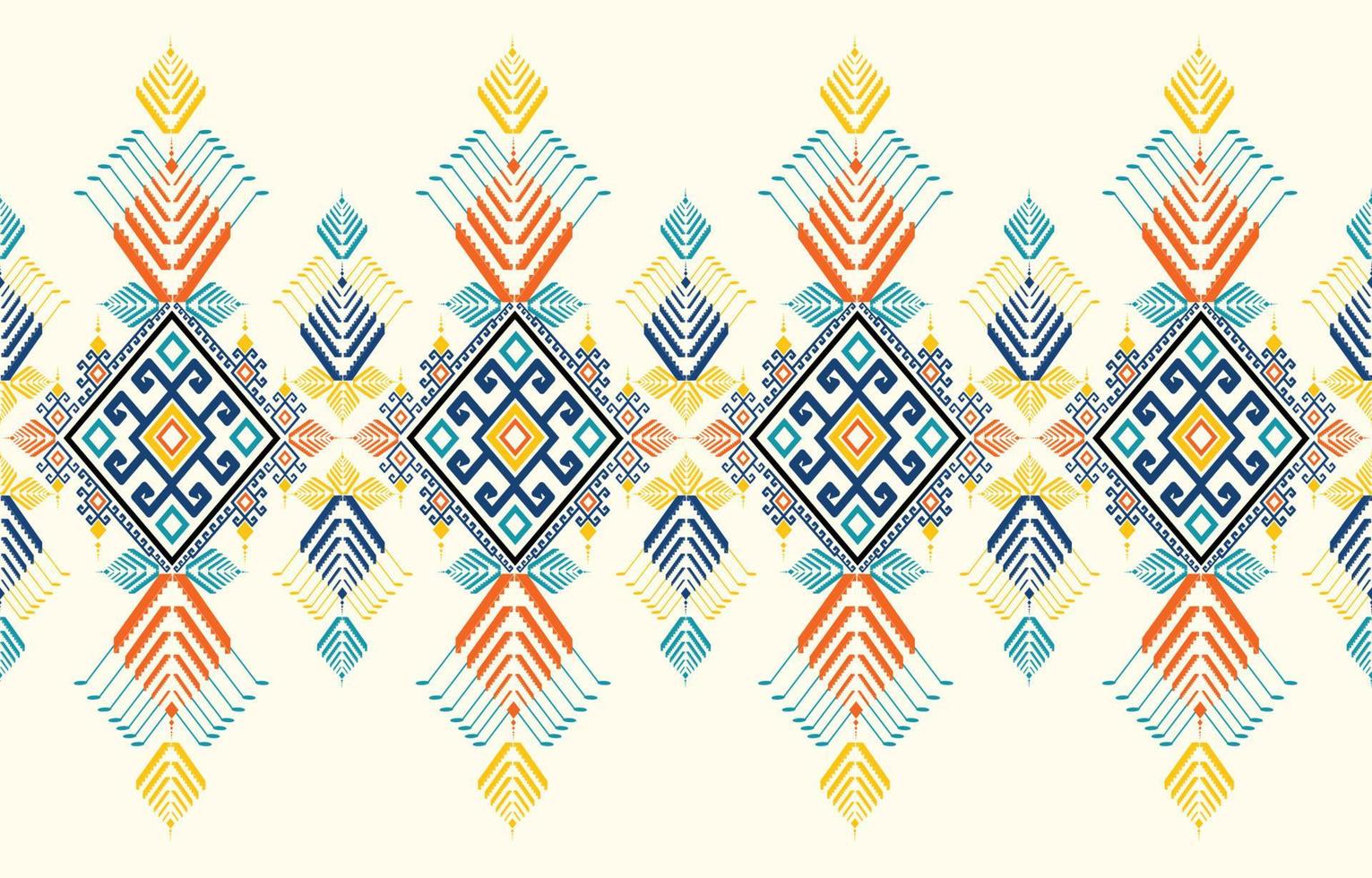 Gemetric ethnic oriental pattern. Traditional sealess pattern cool color tone. Design for background,carpet,wallpaper,clothing,wrapping,batic,fabric,print,tile,vector illustraion.embroidery style. vector