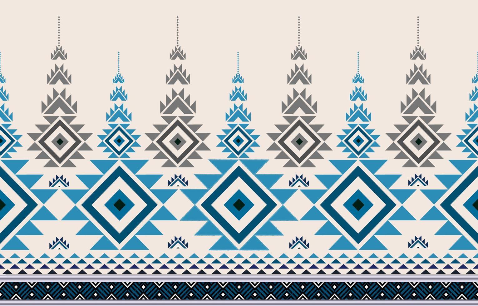 Gemetric ethnic oriental pattern. Traditional sealess pattern cool color tone. Design for background,carpet,wallpaper,clothing,wrapping,batic,fabric,print,tile,vector illustraion.embroidery style. vector