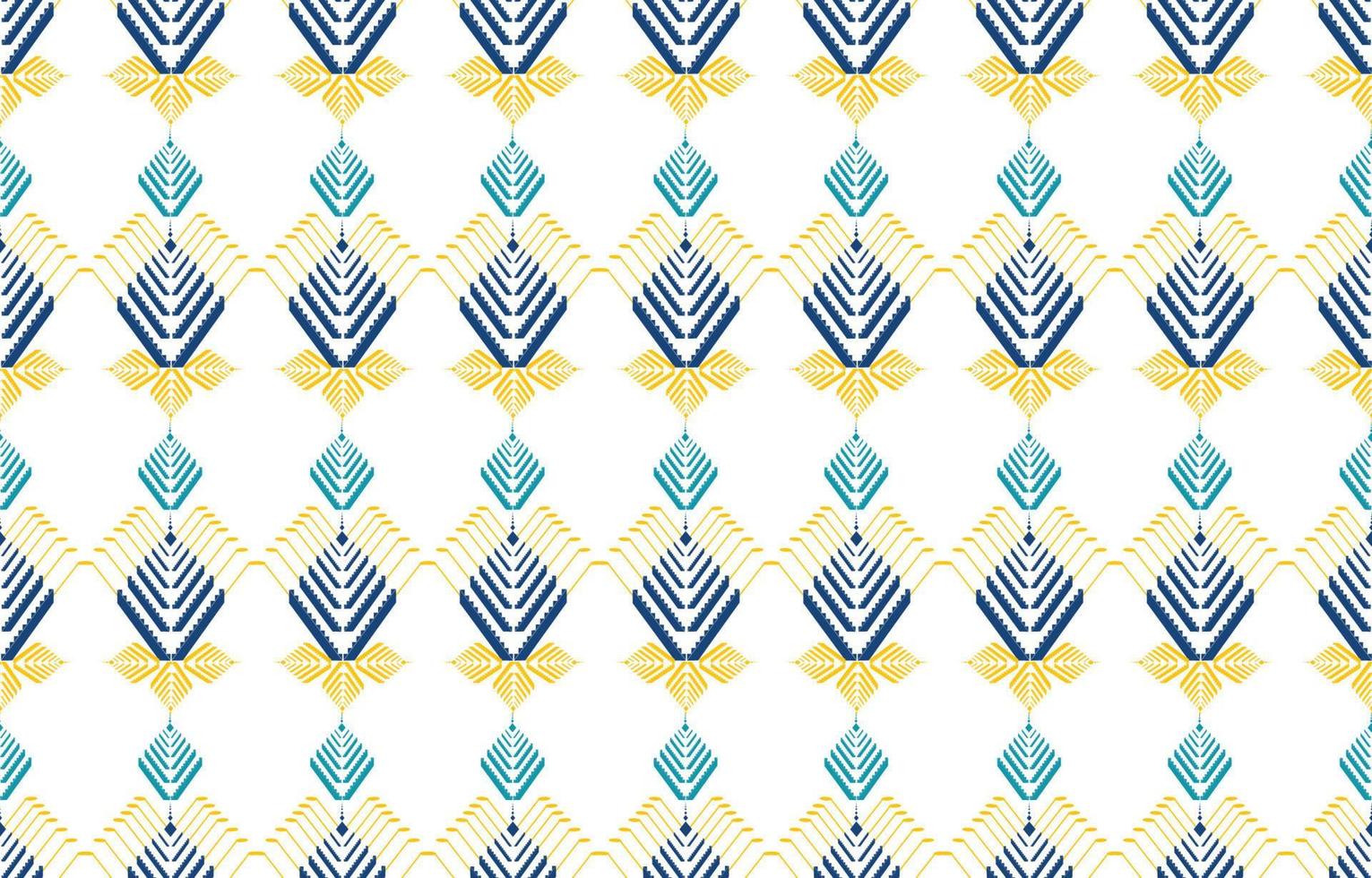 Gemetric ethnic oriental pattern. Traditional sealess pattern cool color tone. Design for background,carpet,wallpaper,clothing,wrapping,batic,fabric,print,tile,vector illustraion.embroidery style. vector