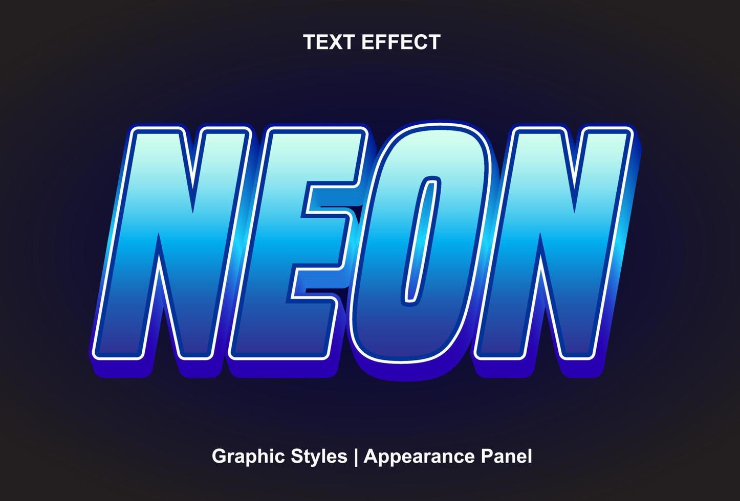 neon text effect with blue color and editable. vector