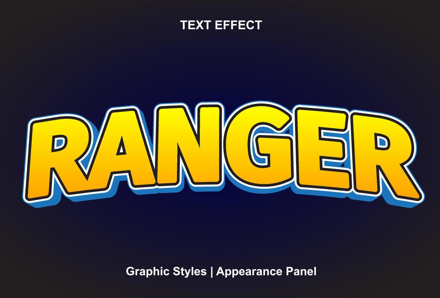 ranger text effect with yellow color and can be edited. vector