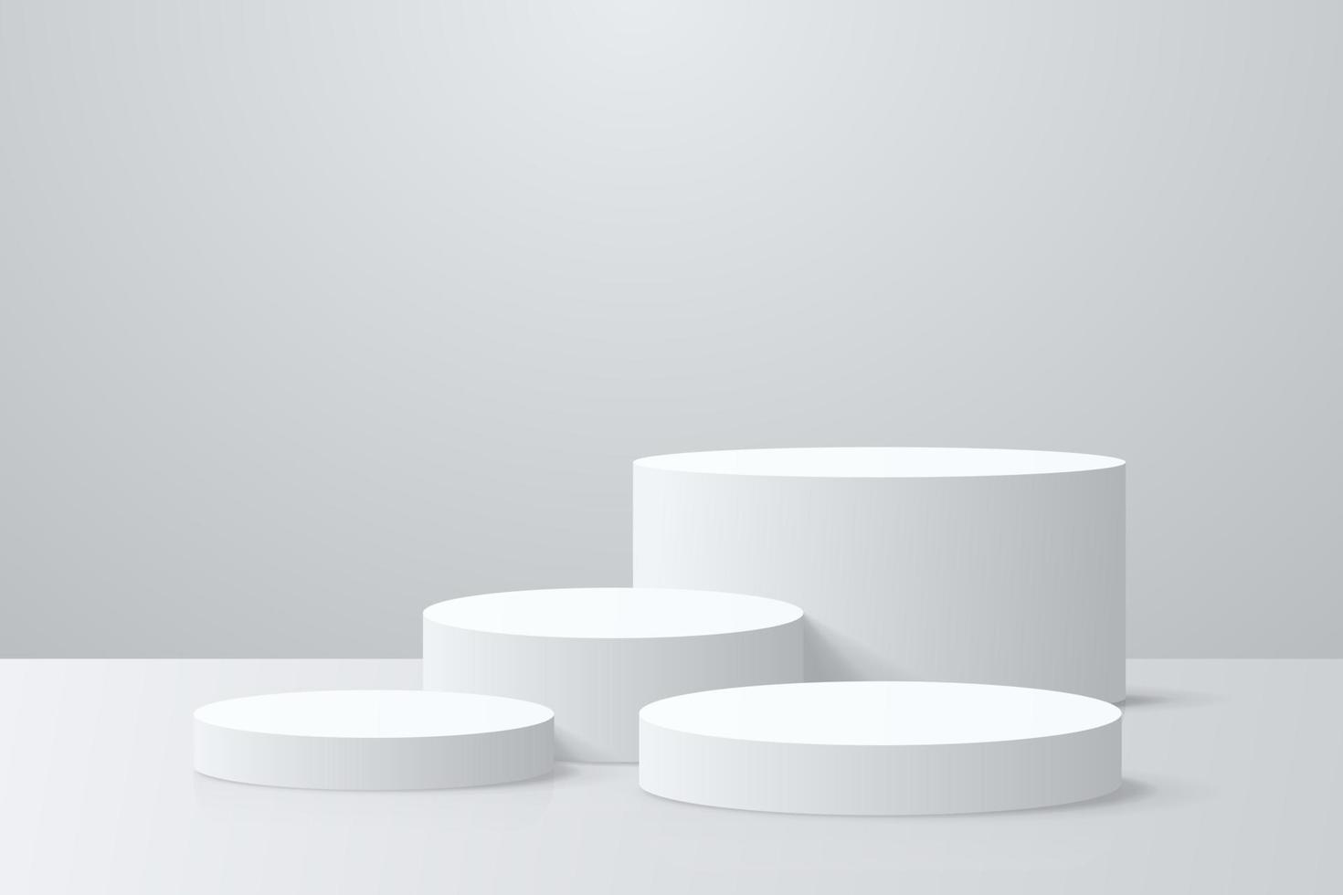 podio de visualización de productos de fondo 3d. Representación 3d vectorial de fondo con podio. stand para mostrar el producto cosmético en el podio 3d. escaparate de escenario en pedestal pantalla estudio de fondo beige vector