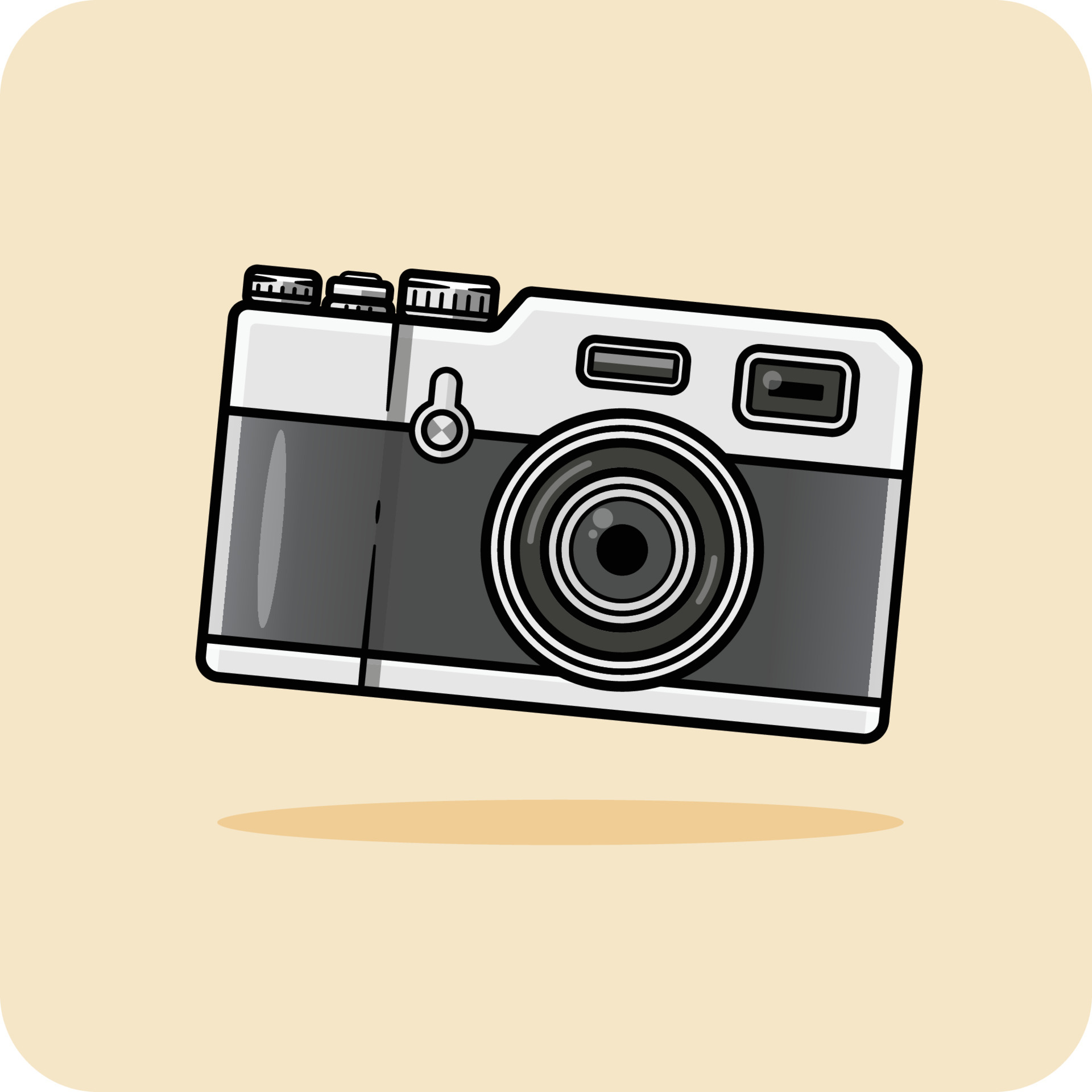old camera black and gray color, vector design and isolated background