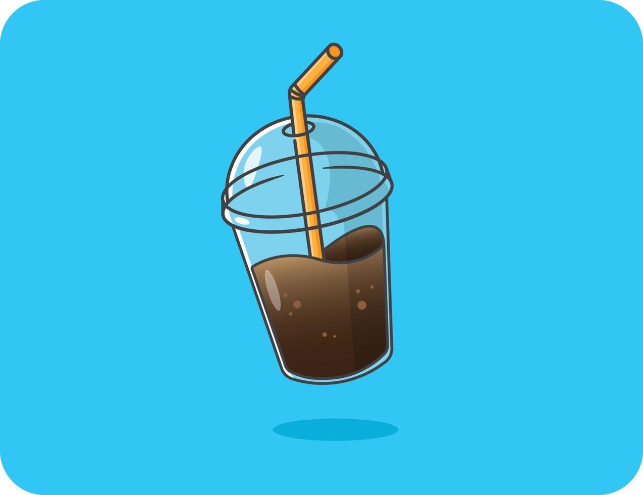 Cola in a clear plastic glass is refreshing in the summer, vector design and isolated background.