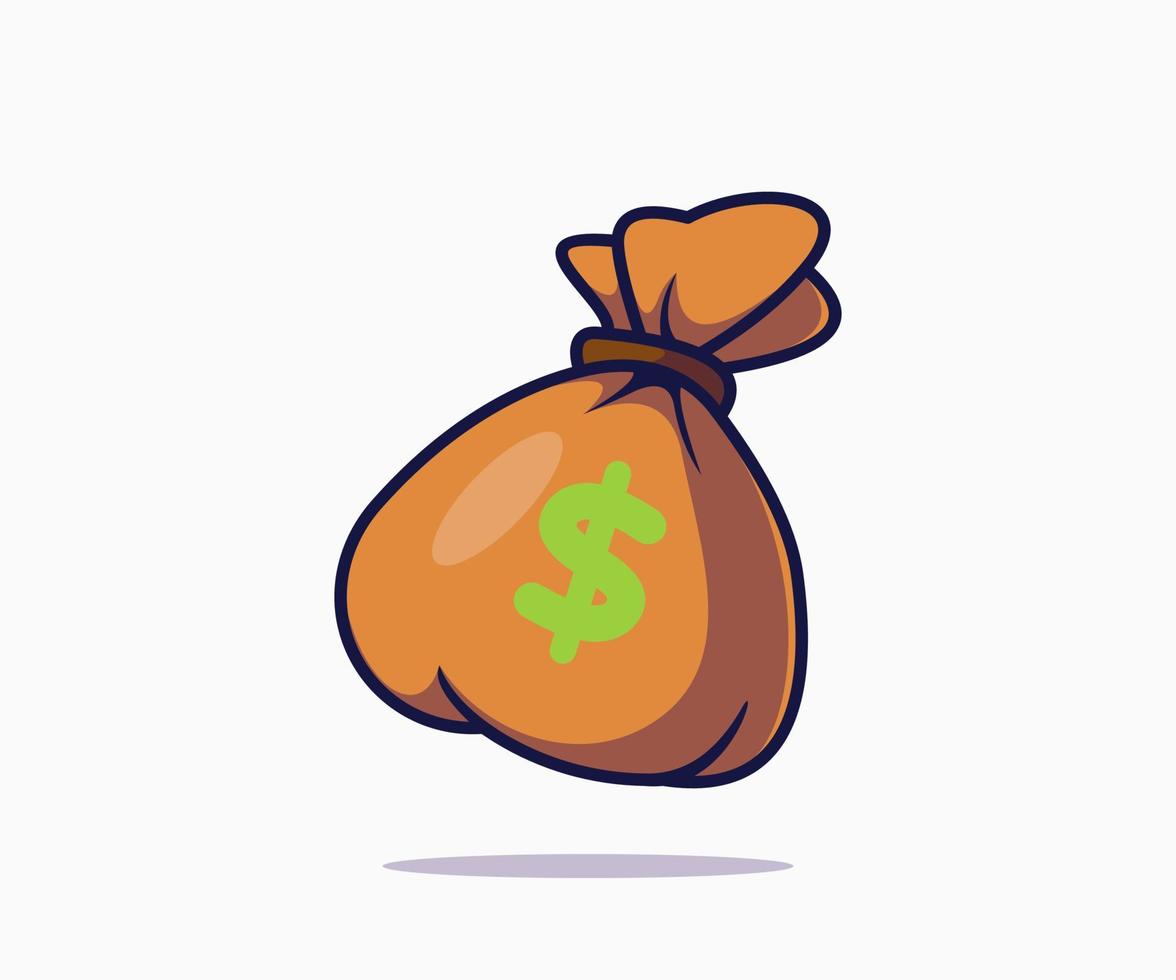 money sack icon vector illustration. flat cartoon style. on a white background.