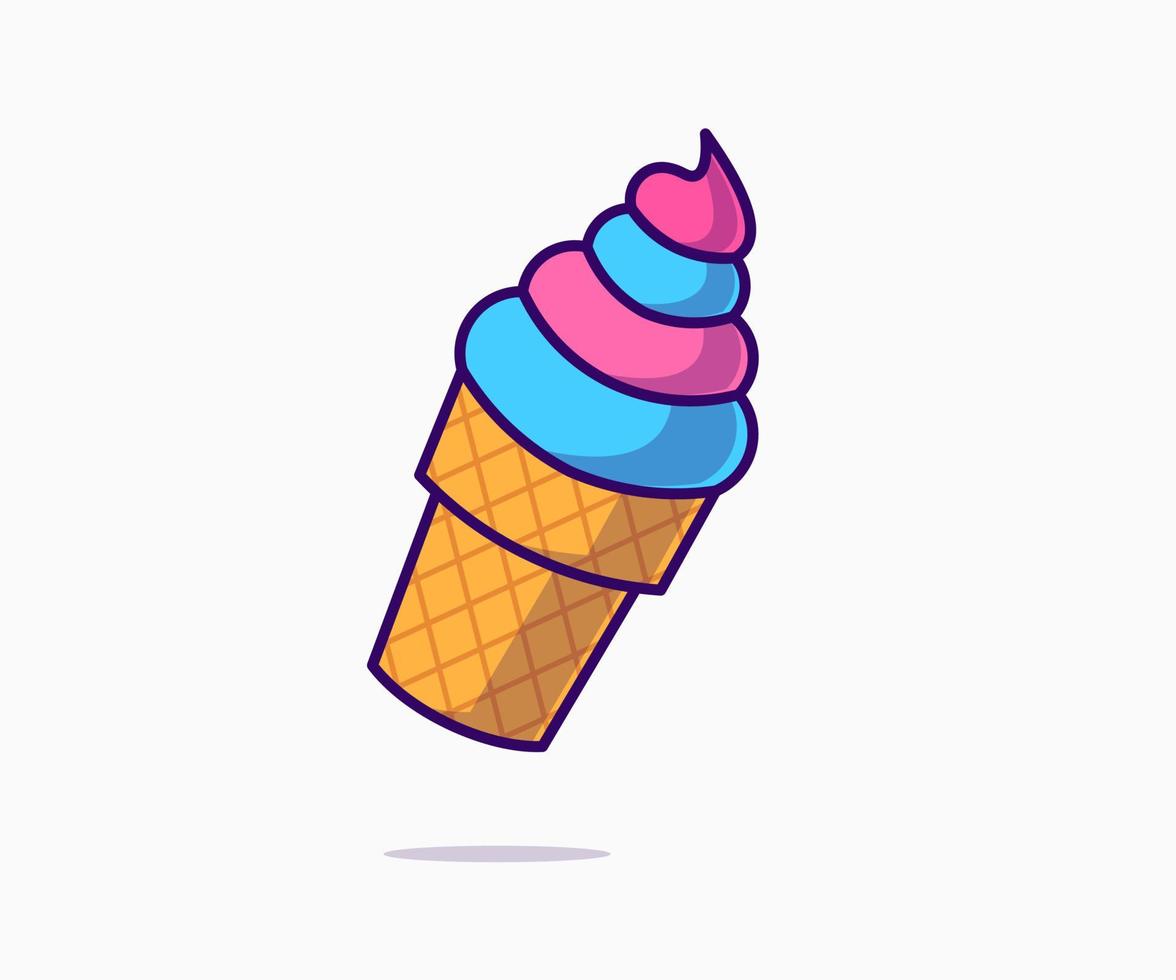 vector illustration of ice cream icon. flat cartoon style. on a white background.