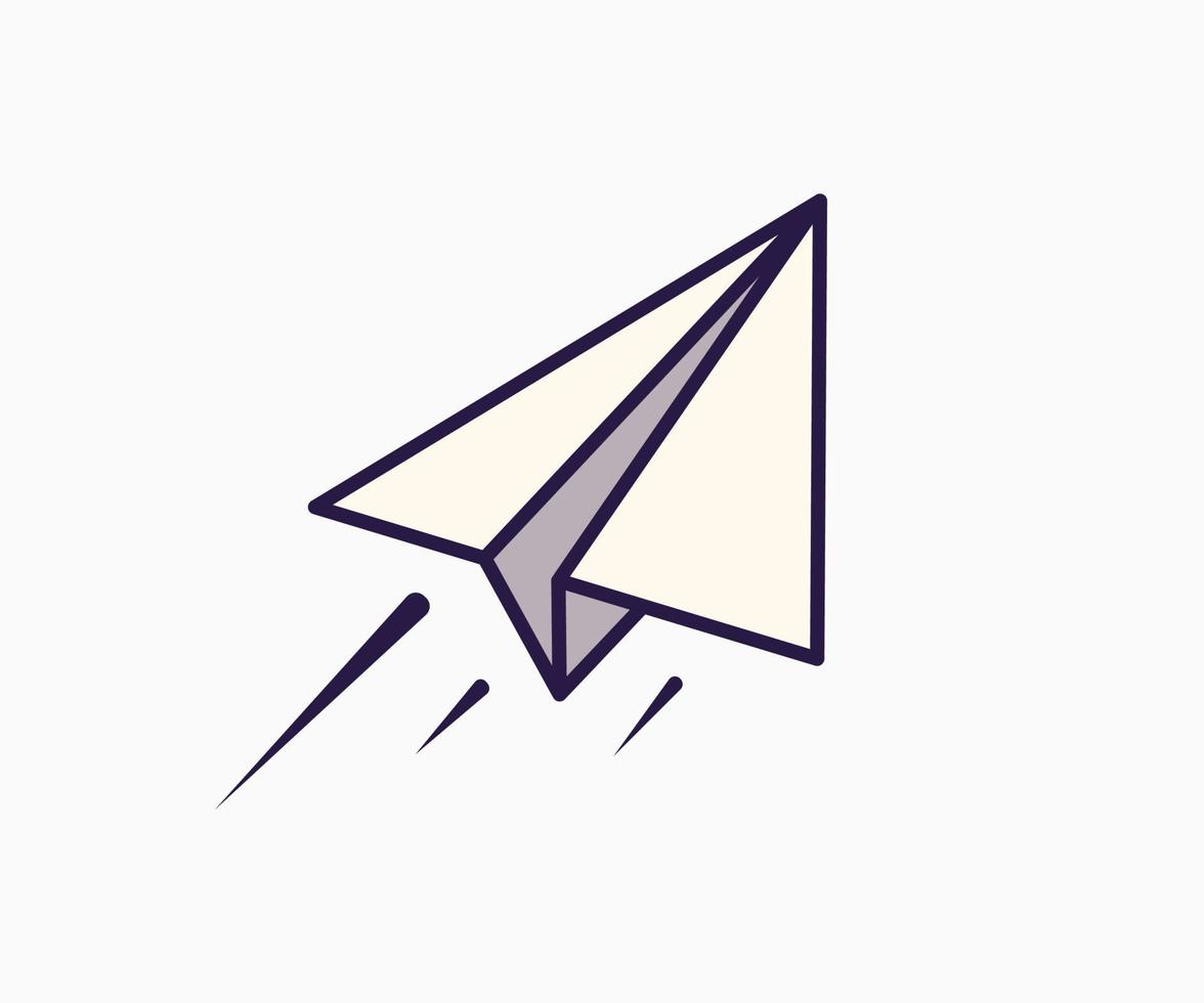 ilustración vectorial del icono del avión de papel. estilo de dibujos animados plana. sobre un fondo blanco. vector