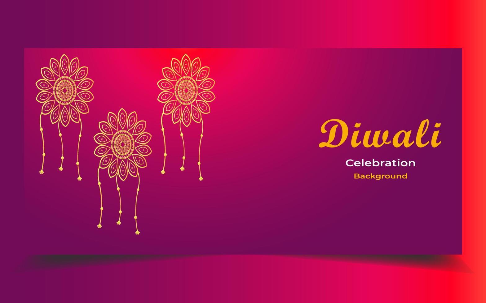 Diwali festival background design, excellent creating colorful triangles bright concept round or circle shape with lighting background and oil lamps vector