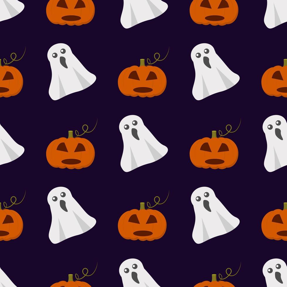 seamless pumpkin ghost pattern on dark background can be used for wrapping paper fabric vector