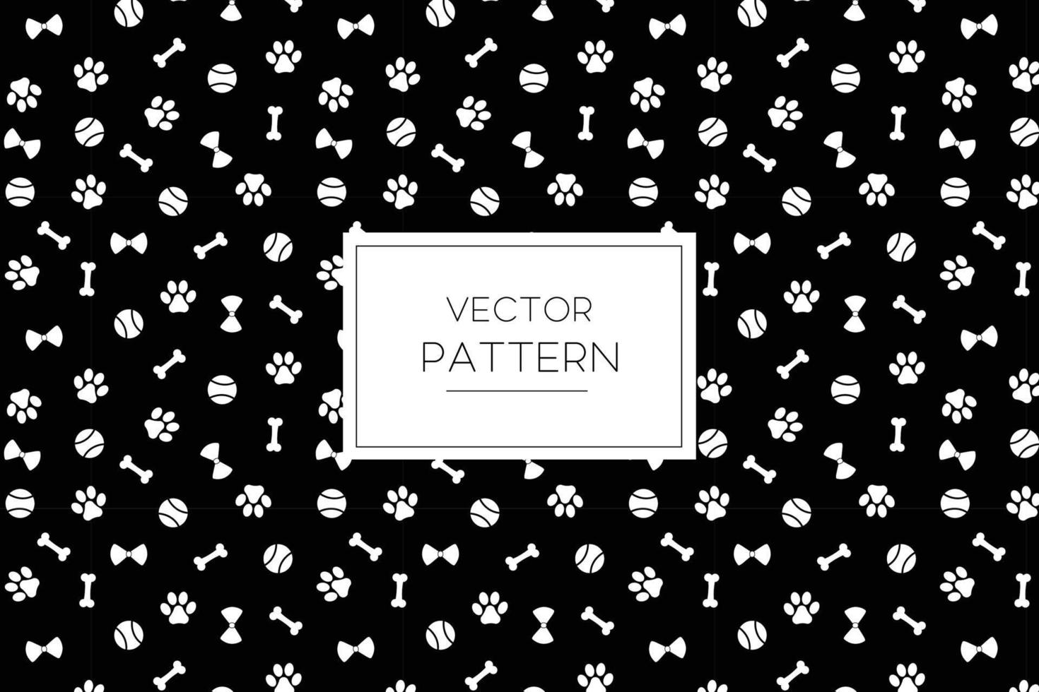 White footprint dog paw symbol seamless repeat pattern cute design on a black background vector