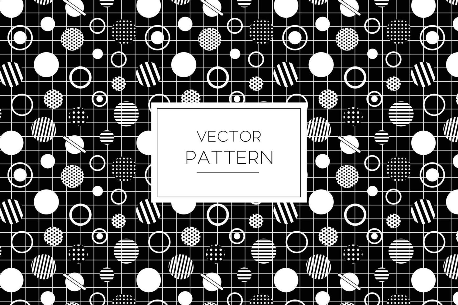 Geometric circles in different sizes with grid line seamless repeat pattern vector