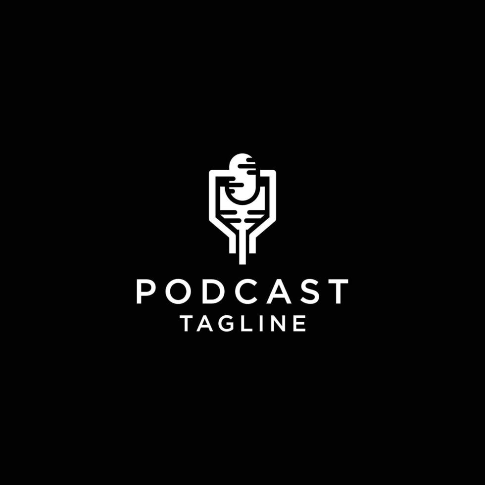 Podcast logo icon design template flat vector
