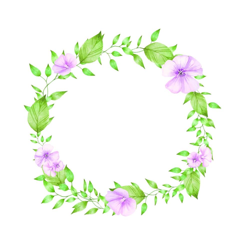 Floral round wreath, watercolor vector