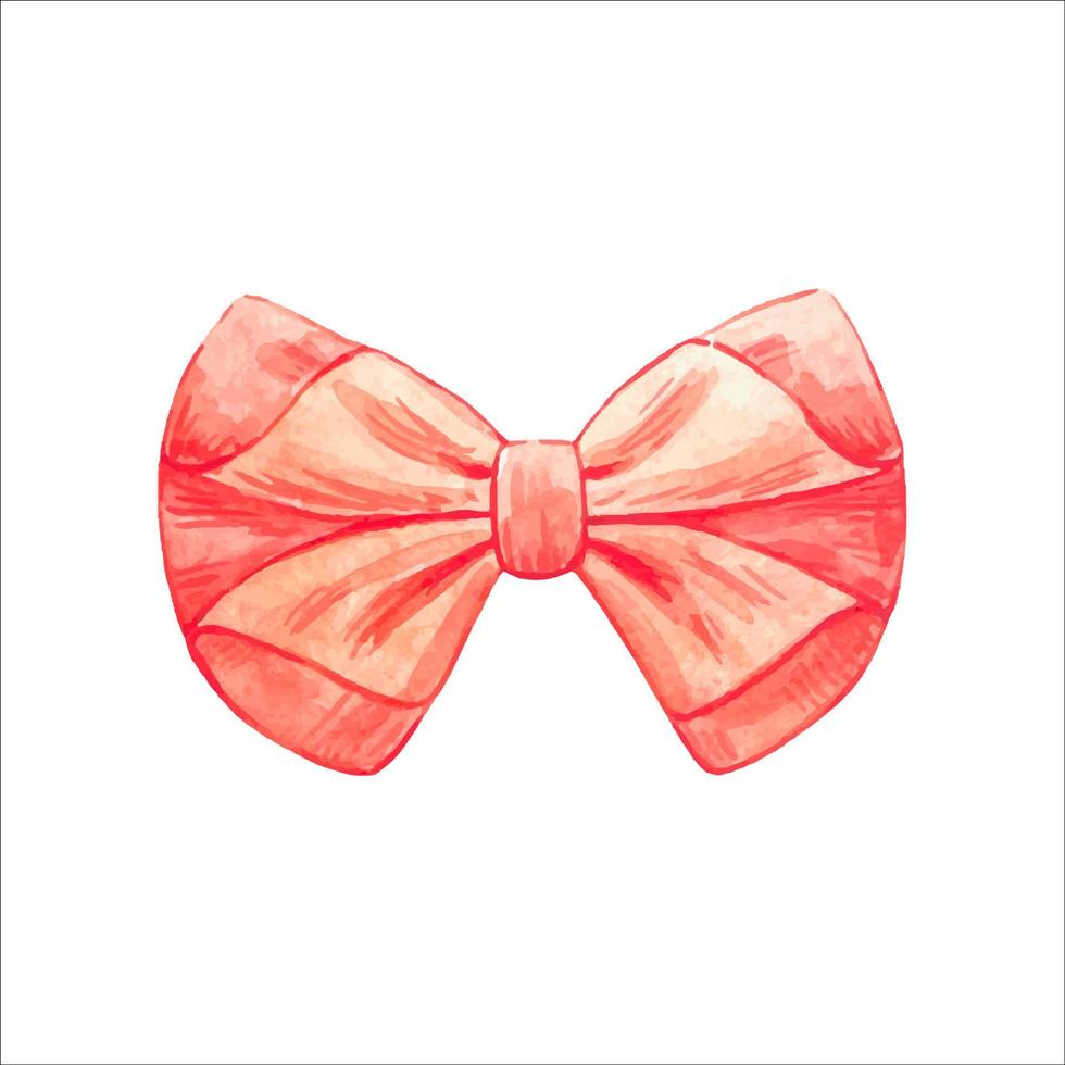 Watercolor ribbon bow isolated vector