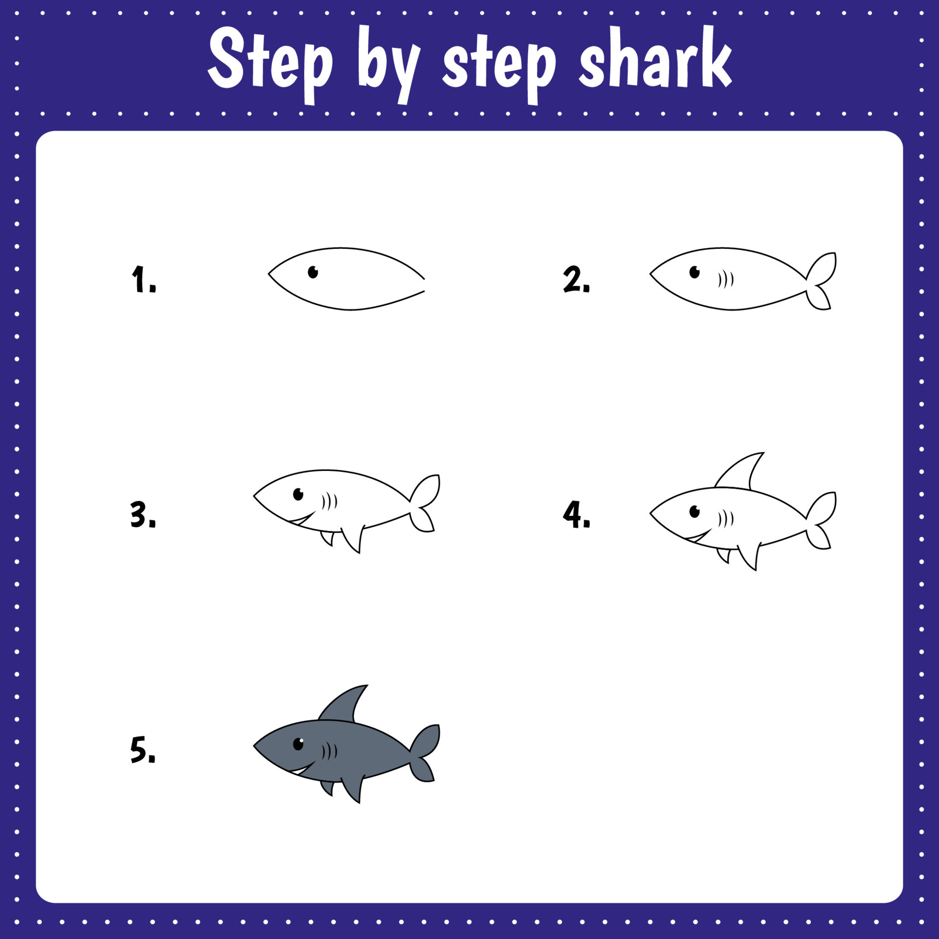 Shark Drawings Step By Step