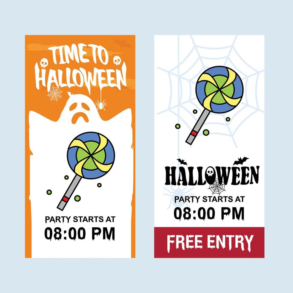 Happy Halloween invitation design with candy vector