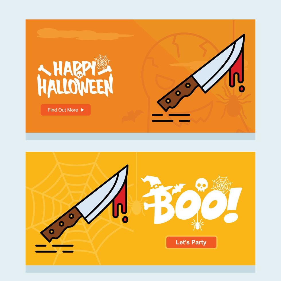 diseño de invitación de halloween feliz con vector de cuchillo