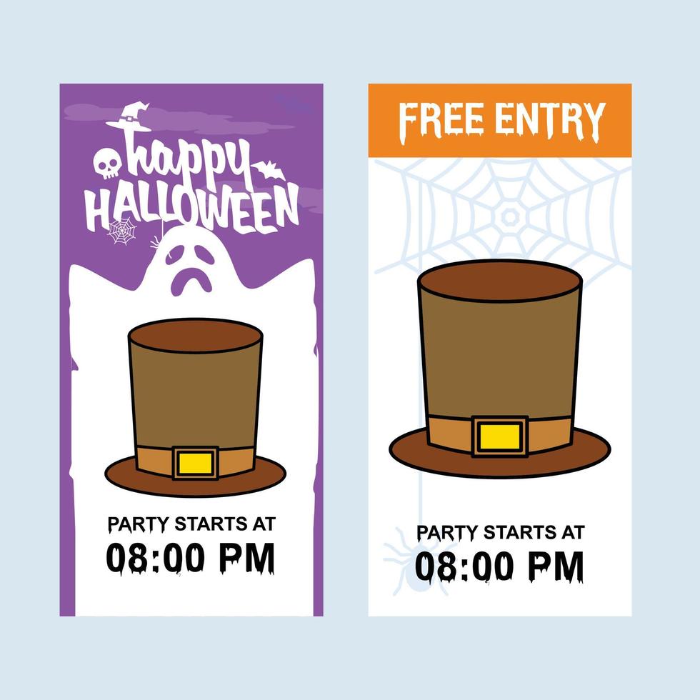 diseño de invitación de halloween feliz con vector de sombrero