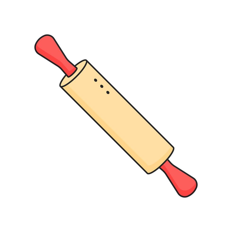 Rolling pin. Kitchenware element. Kitchen utensil and tool. Doodle
