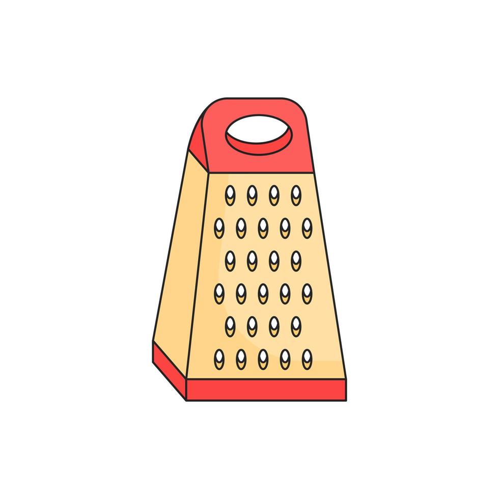 Kitchen grater. Kitchenware element. Kitchen utensil and tool. Doodle style. vector