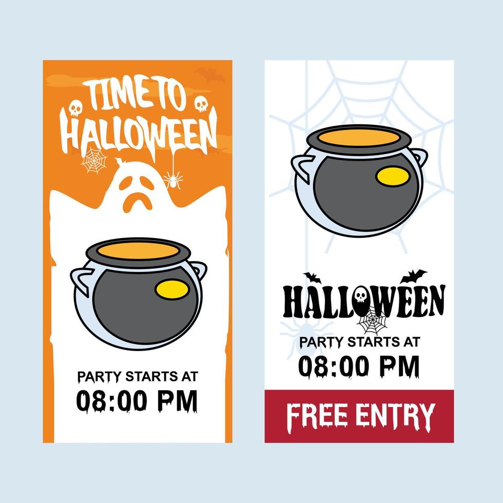 Happy Halloween invitation design with pot vector