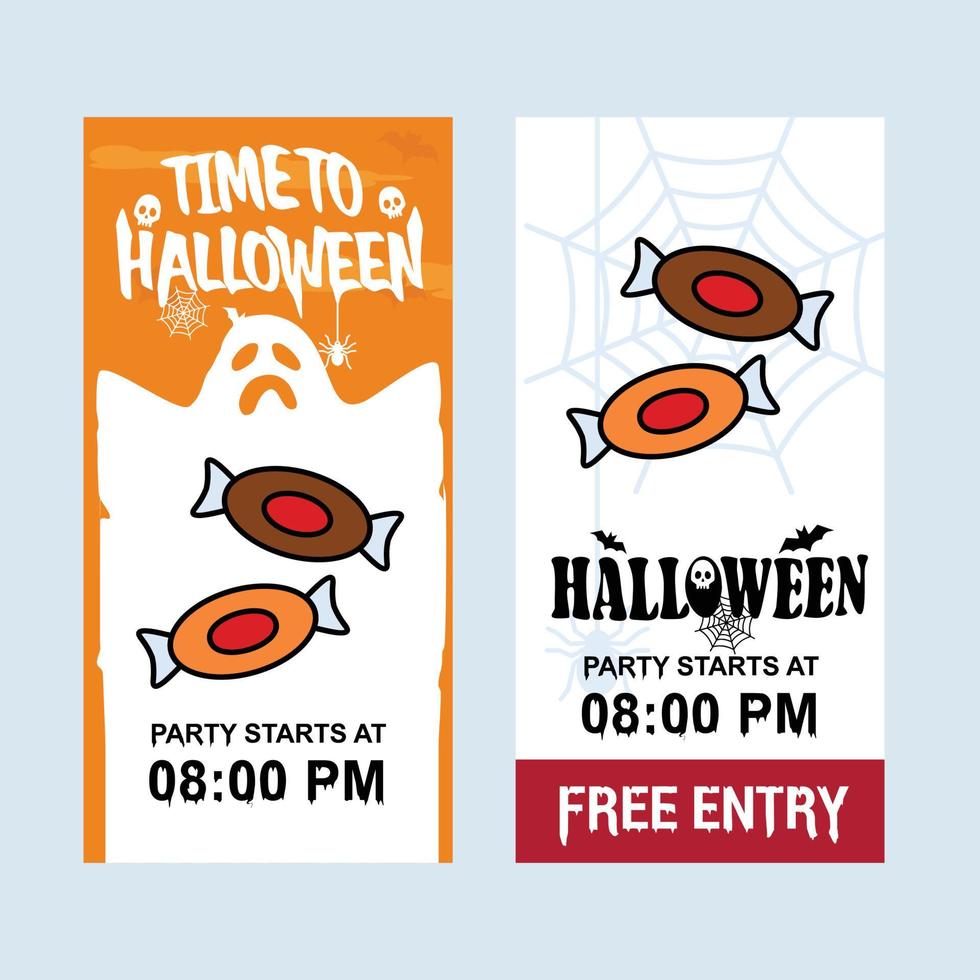 Happy Halloween invitation design with candy vector