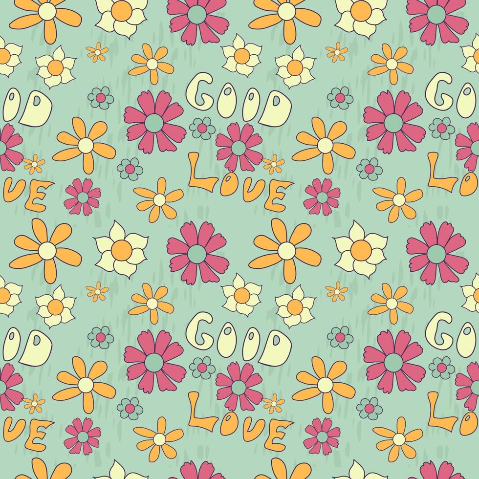 70's Retro Seamless Pattern. 60s and 70s Aesthetic Style. vector