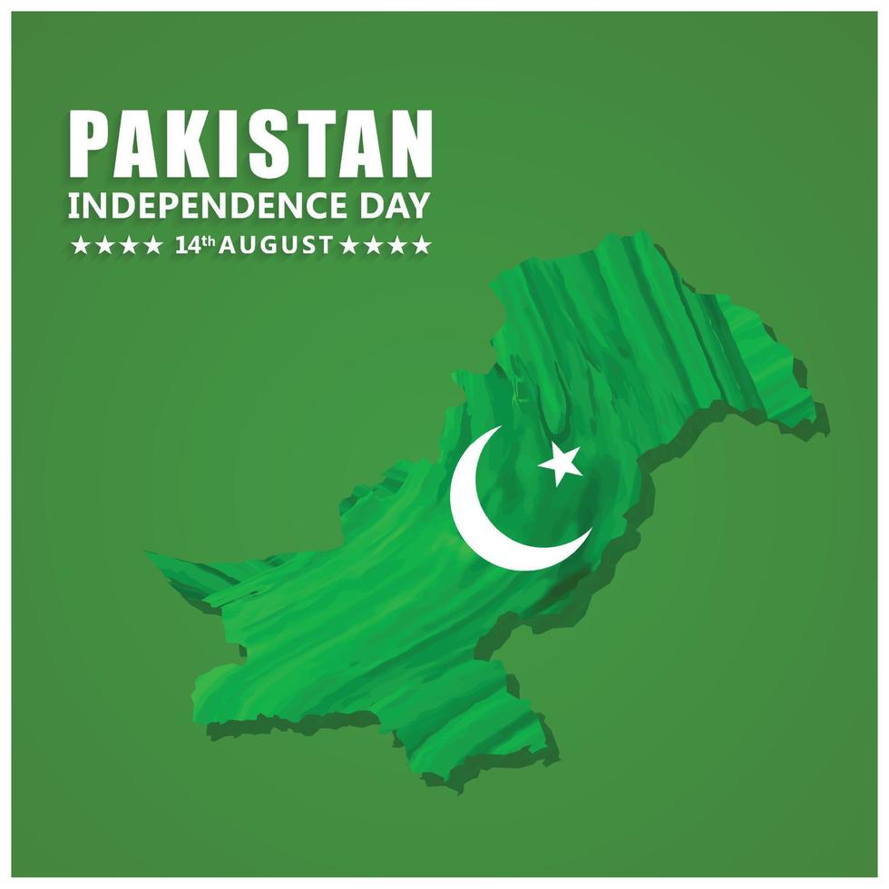 ilustración creativa para la celebración del día de la independencia de pakistán. Pakistán mapa sobre fondo verde vector