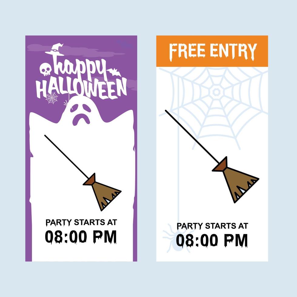 diseño de invitación de halloween feliz con vector de escoba