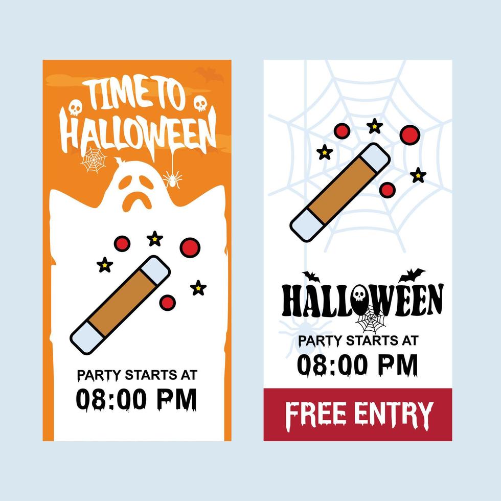 Happy Halloween invitation design with magic stick vector