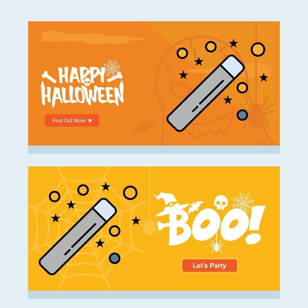 Happy Halloween invitation design with magic stick vector