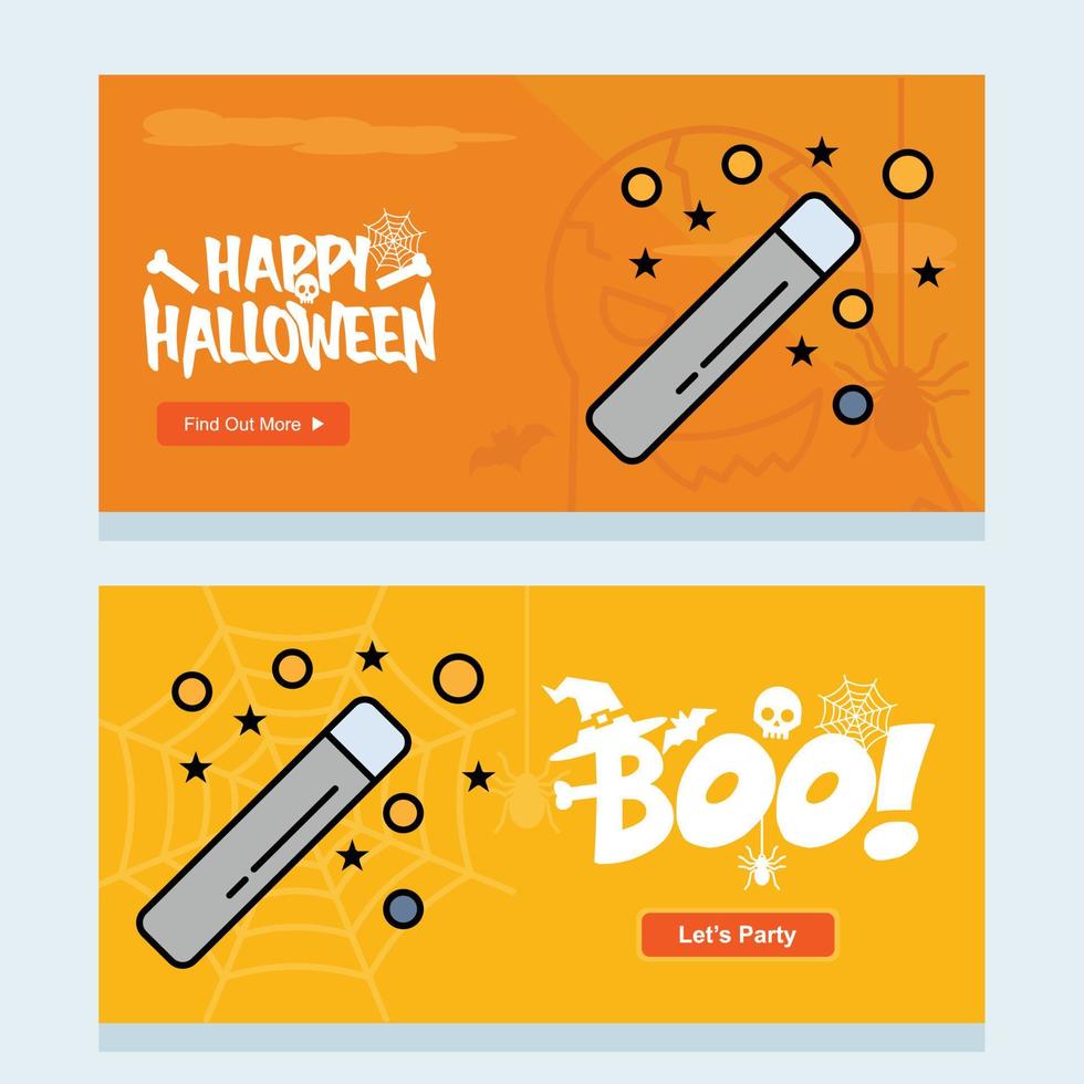 diseño de invitación de halloween feliz con vector de palo mágico