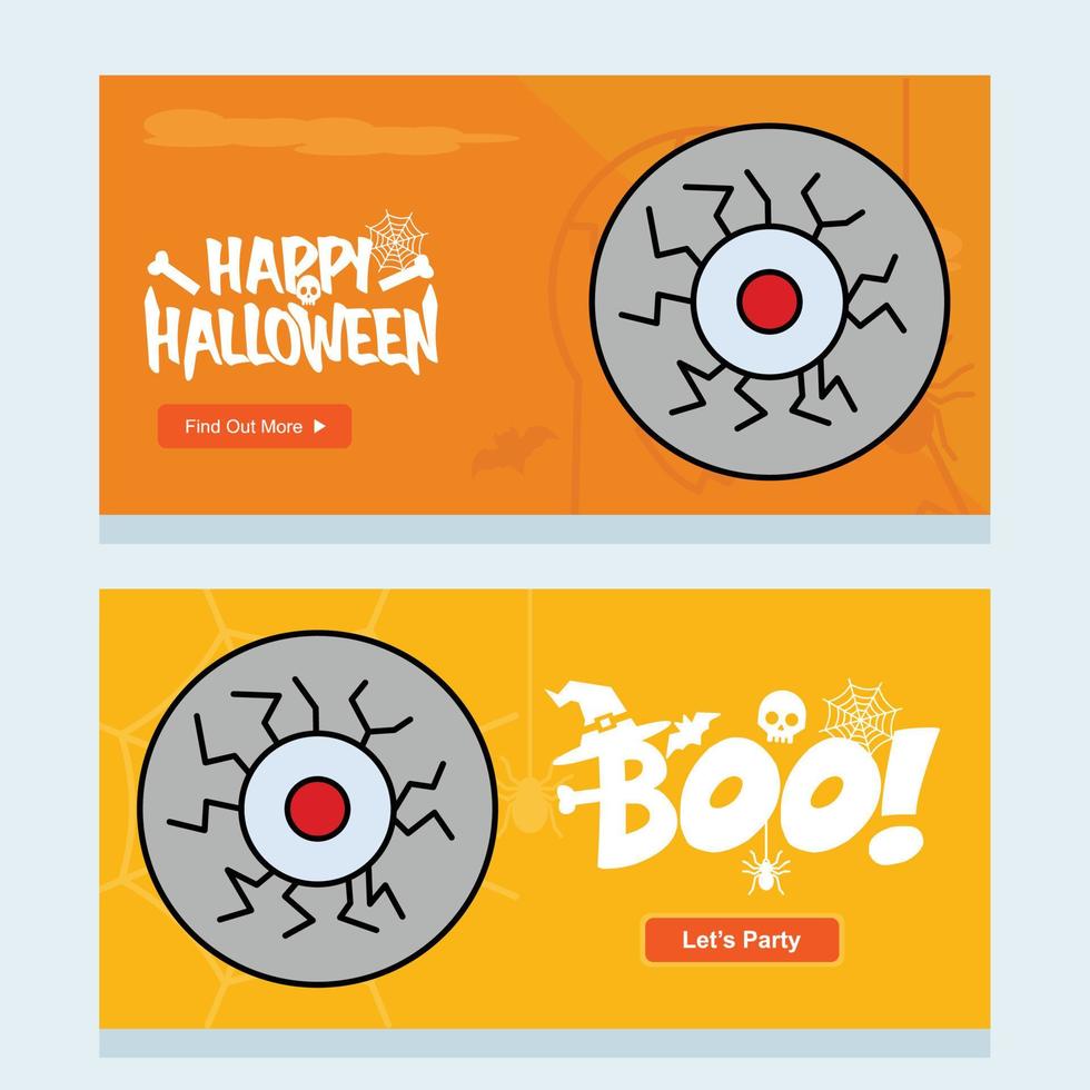Happy Halloween invitation design with eye ball vector