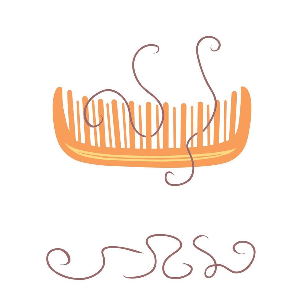 Comb with loose hair, hair loss. Illustration for printing, backgrounds, covers and packaging. Image can be used for greeting cards, posters, stickers and textile. Isolated on white background. vector