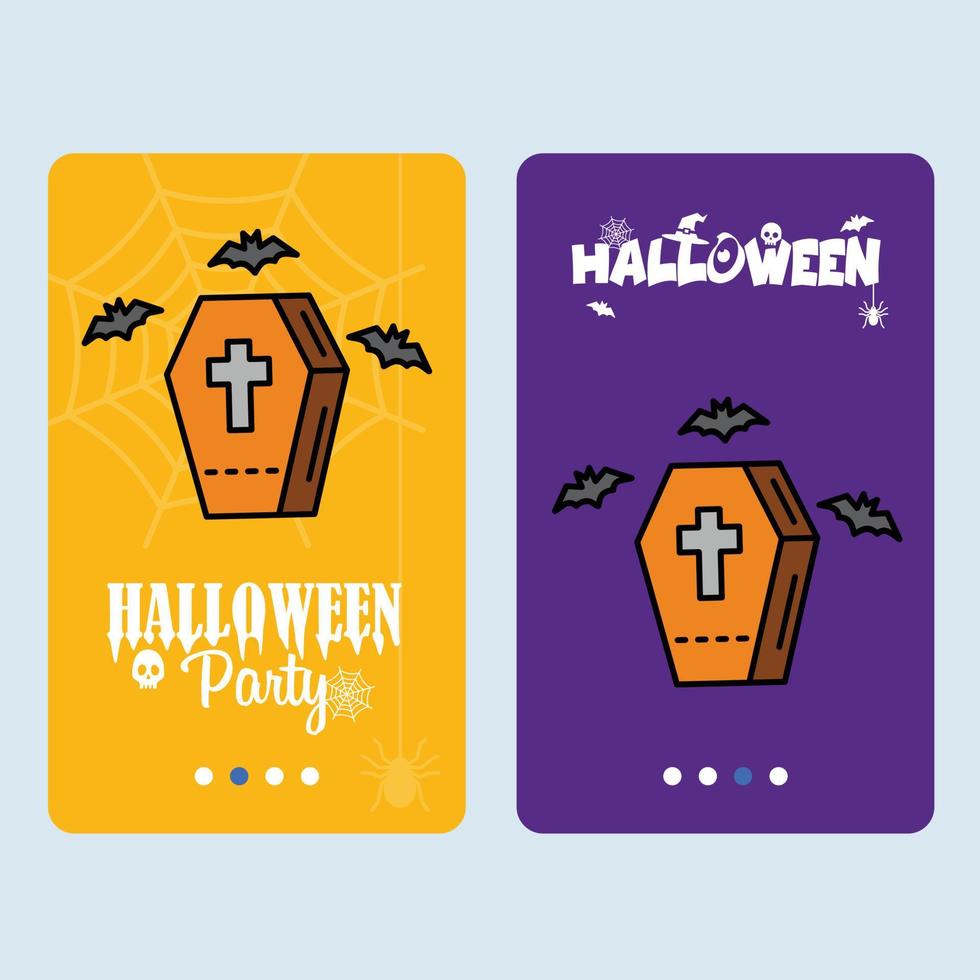 diseño de invitación de feliz halloween con vector de ataúdes