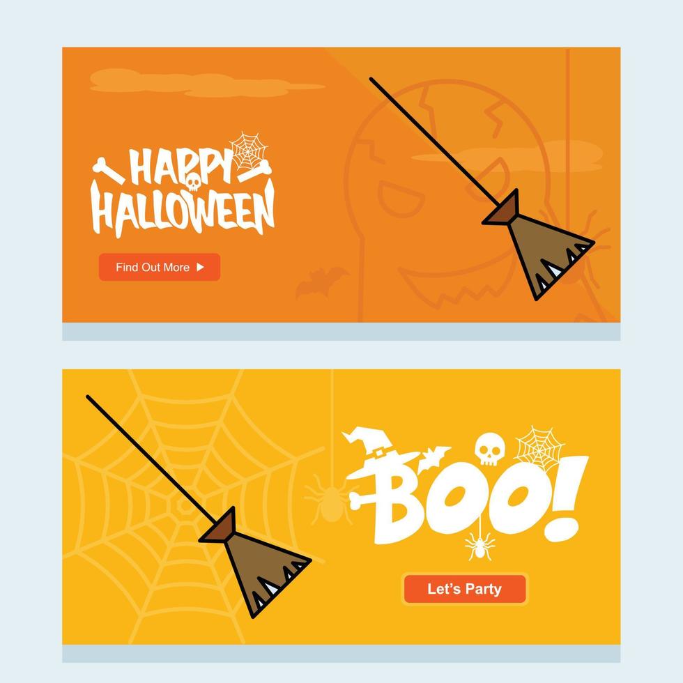 Happy Halloween invitation design with broom vector