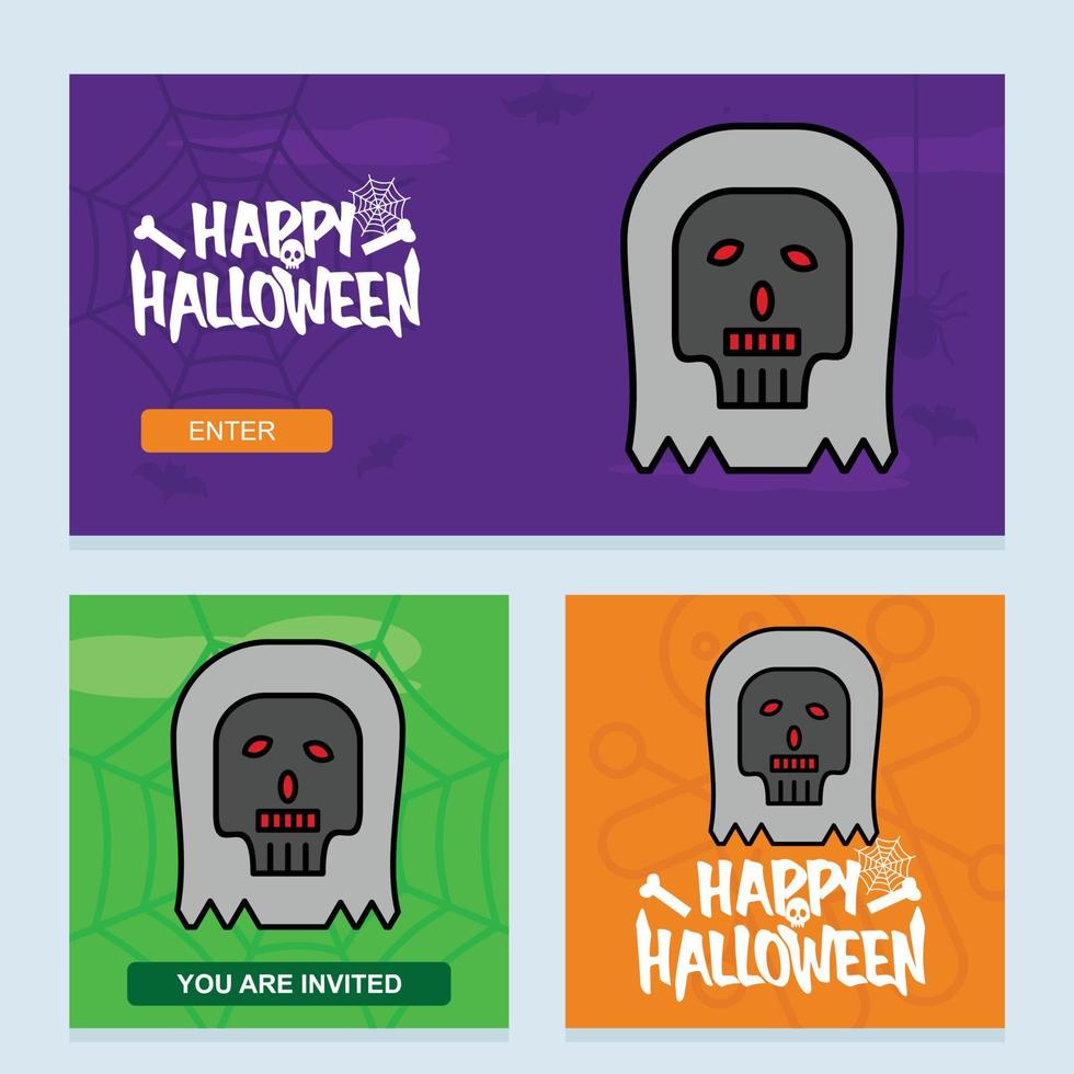 Happy Halloween invitation design with skull vector