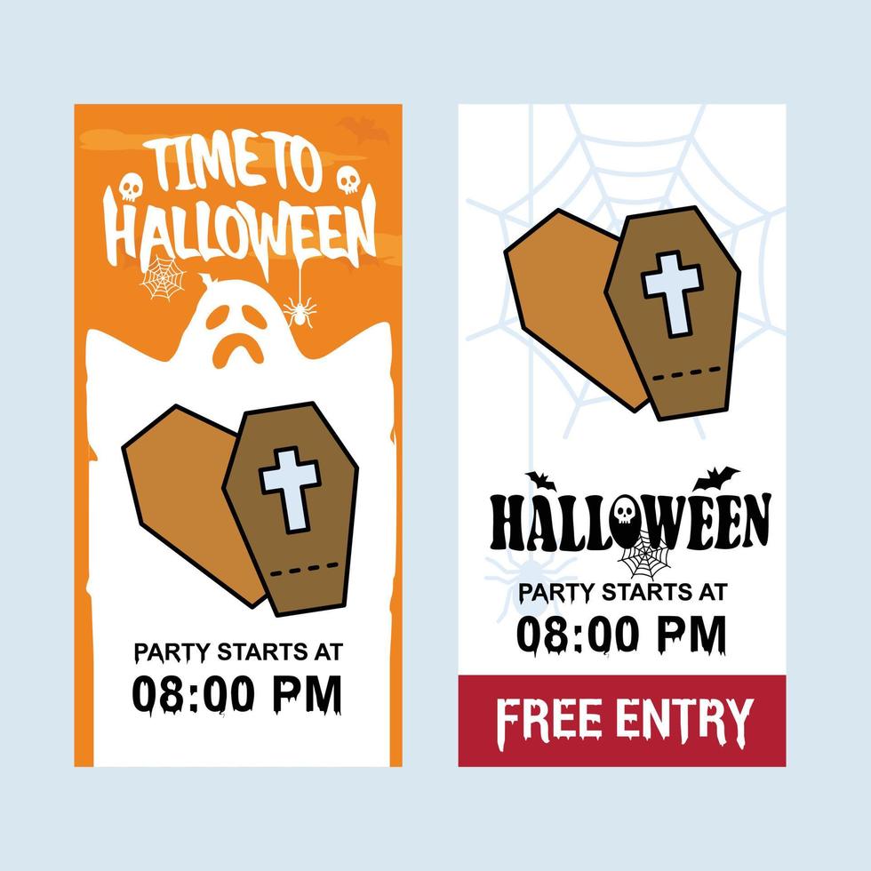 Happy Halloween invitation design with coffins vector