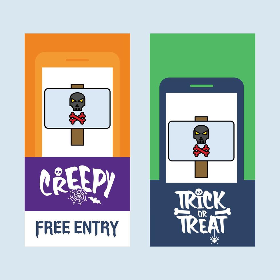 Happy Halloween invitation design with danger board vector
