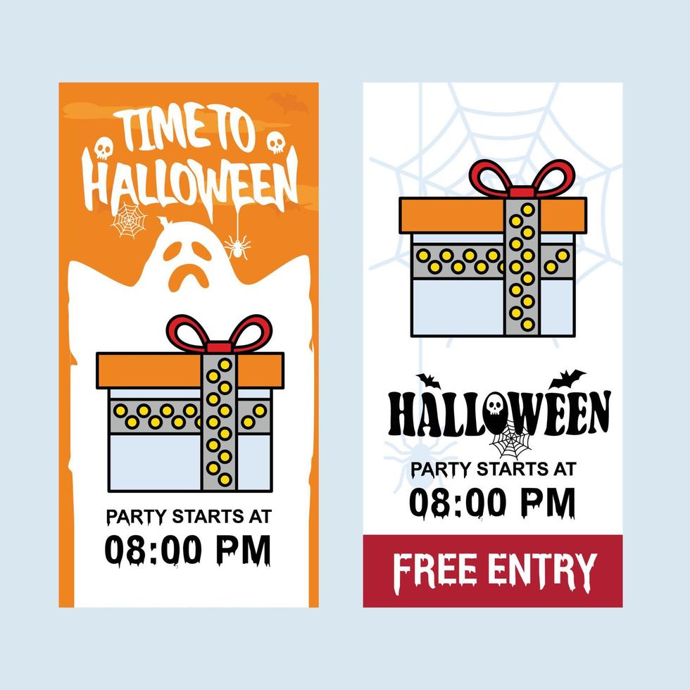 diseño de invitación de feliz halloween con vector de caja de regalo