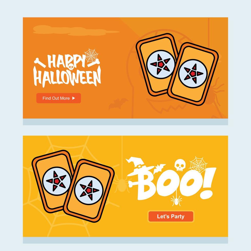 Happy Halloween invitation design with cards vector