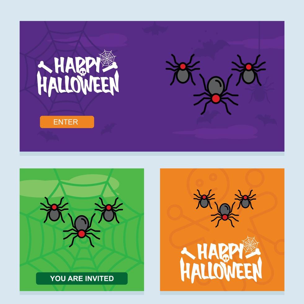 Happy Halloween invitation design with spider vector