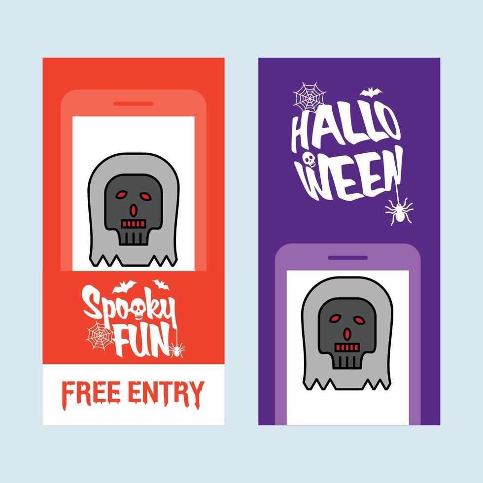 Happy Halloween invitation design with skull vector