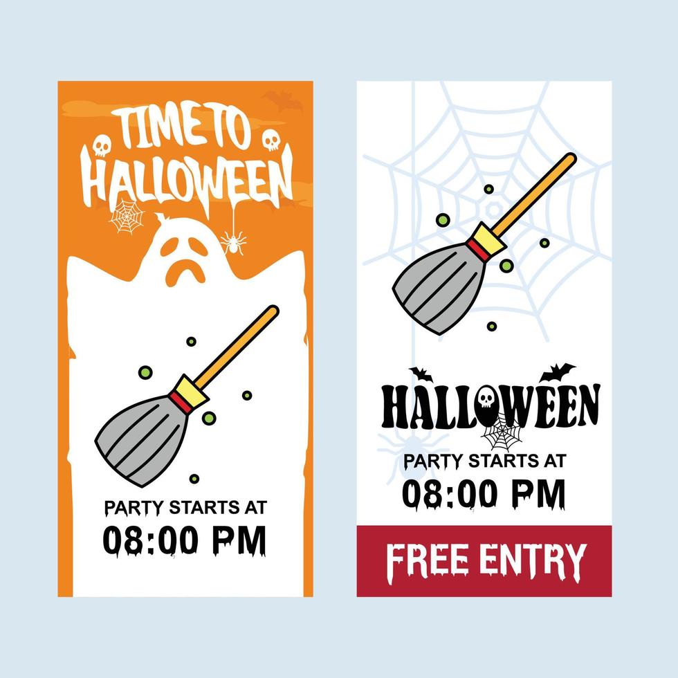 Happy Halloween invitation design with broom vector