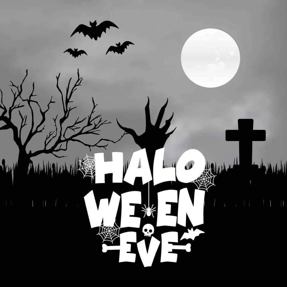 elemento de diseño de feliz halloween con ilustración de vector de tipografía