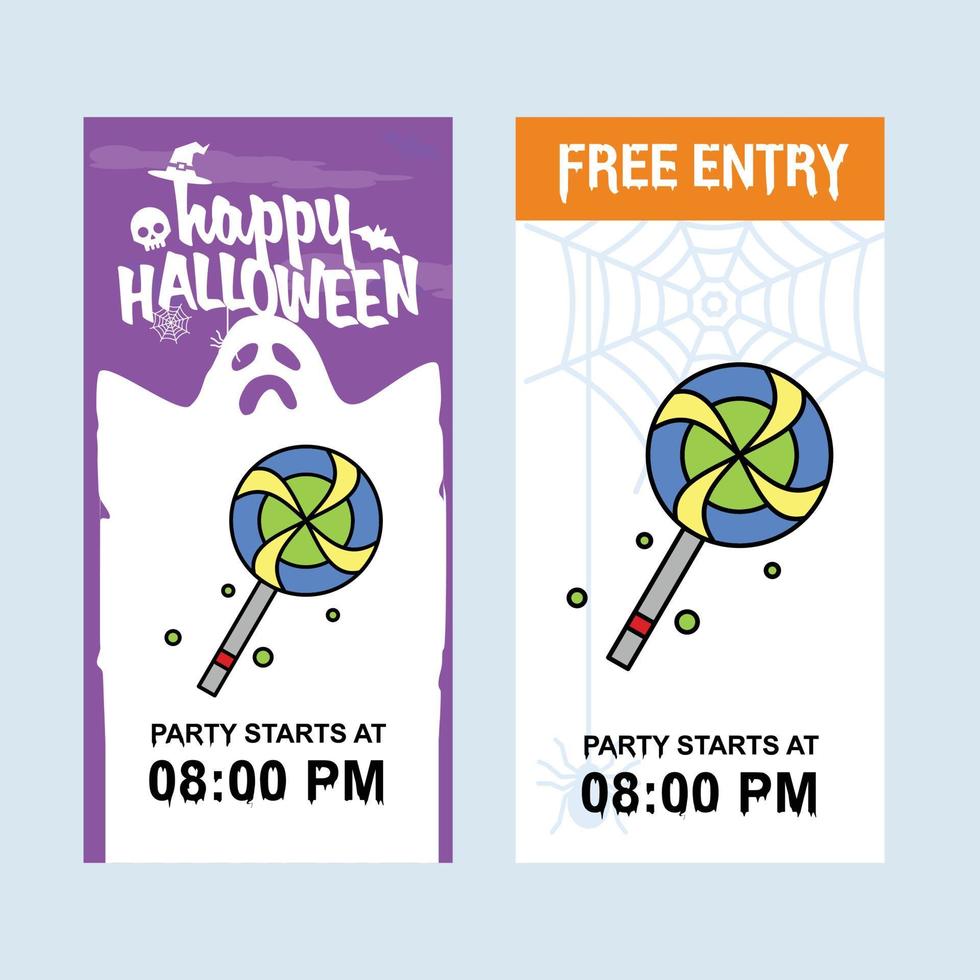 Happy Halloween invitation design with candy vector