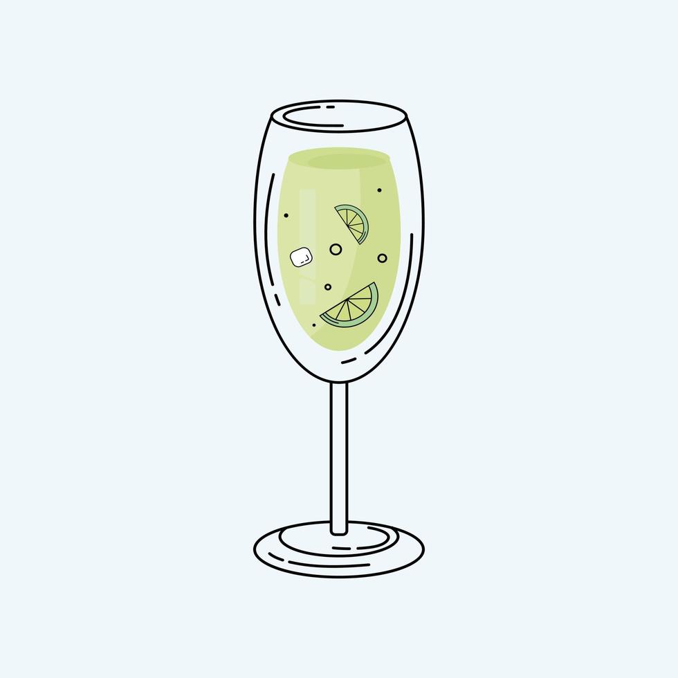 cocktail with lime vector