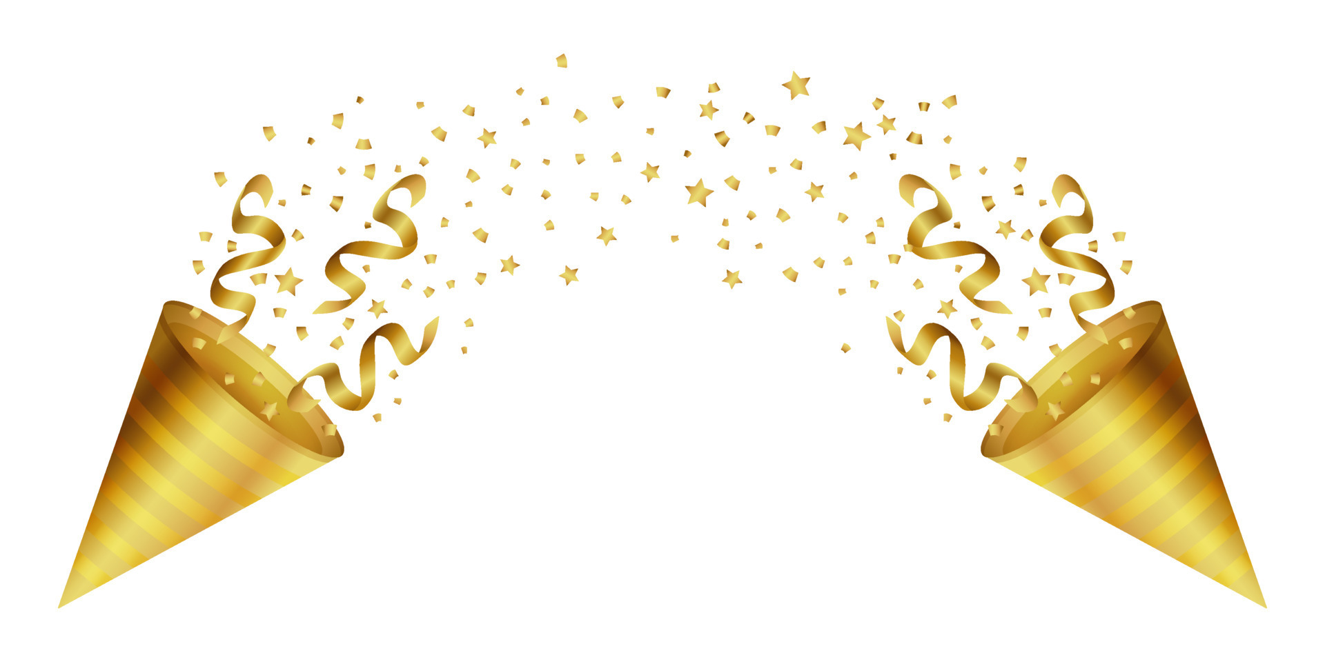 2 gold party popper with confetti 13373835 Vector Art at Vecteezy